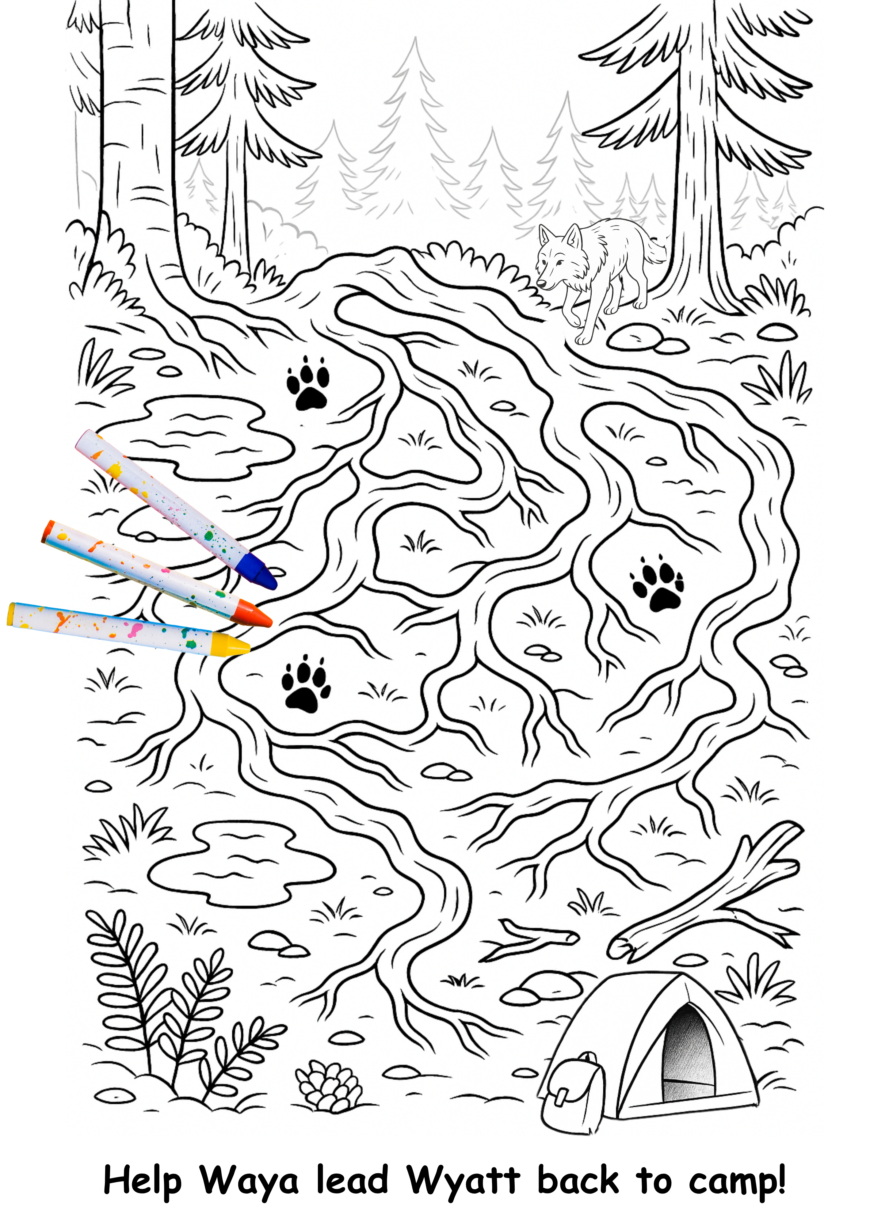 Wyatt and the Wolf – Kids Coloring Story Book (Printable PDF)