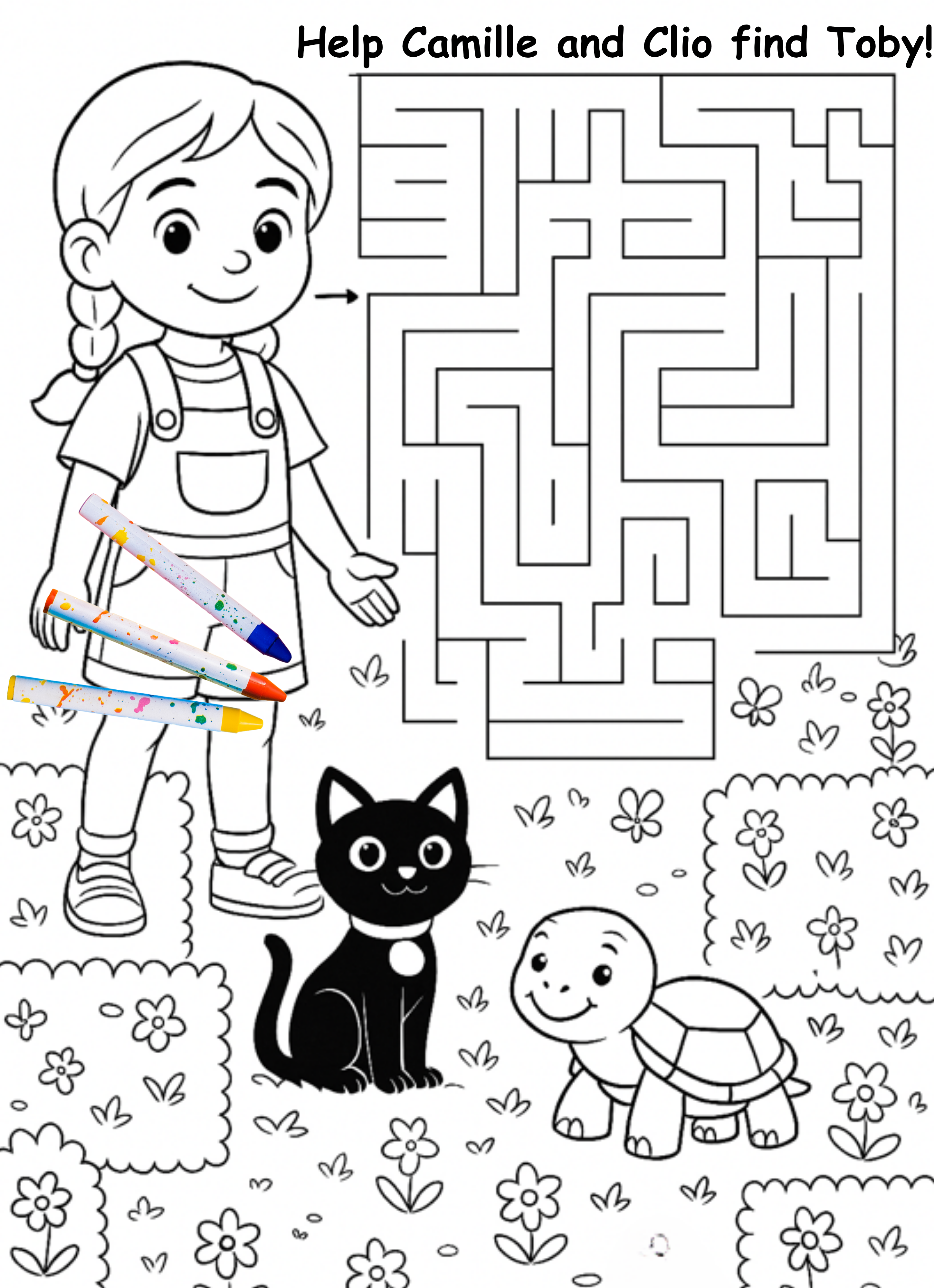 Camille and the Cat  – Kids Coloring Story Book (Printable PDF)