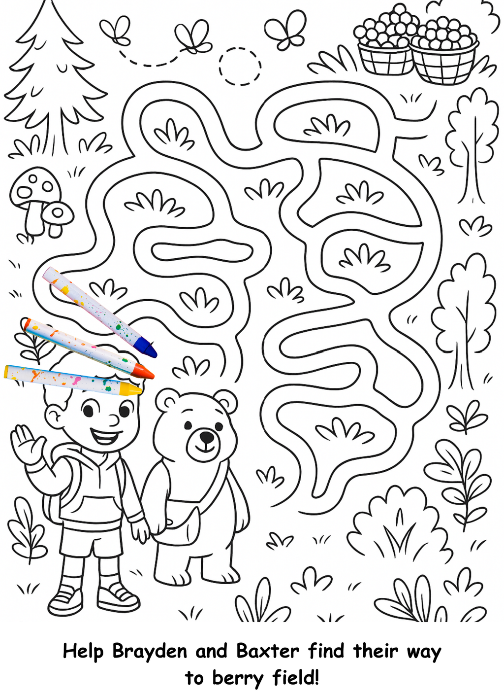 Brayden and the Bear – Kids Coloring Story Book (Printable PDF)