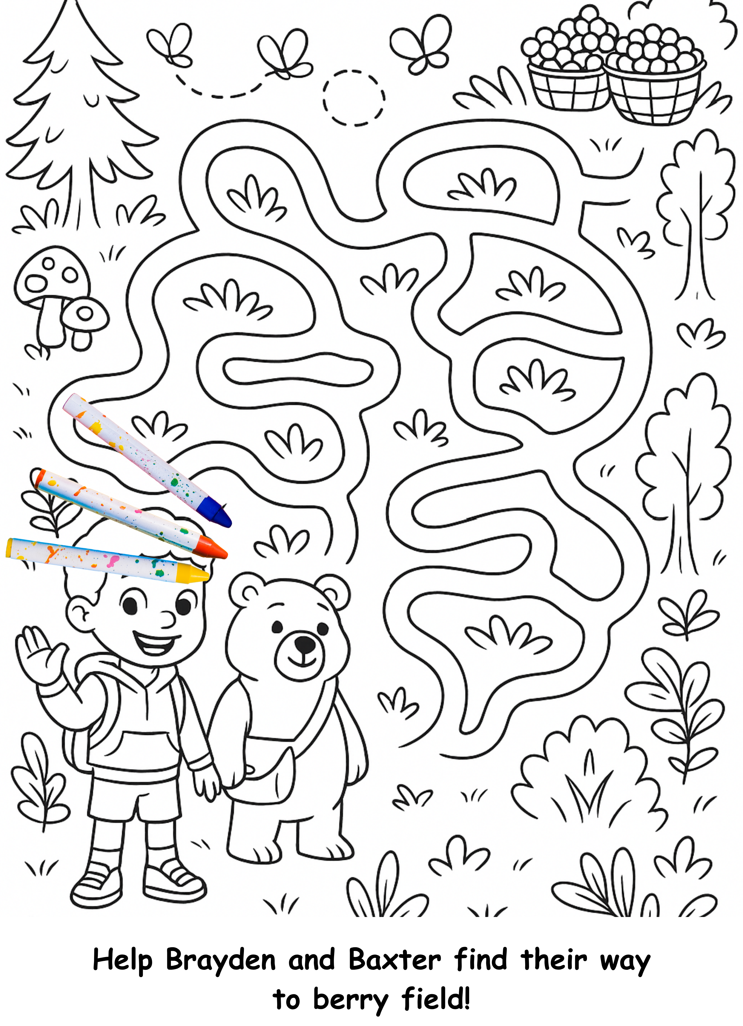 Brayden and the Bear – Kids Coloring Story Book (Printable PDF)