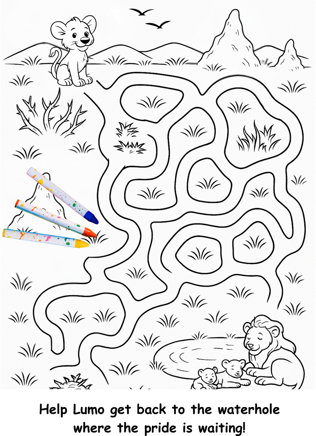 Luca and the Lion – Kids Coloring Story Book (Printable PDF)