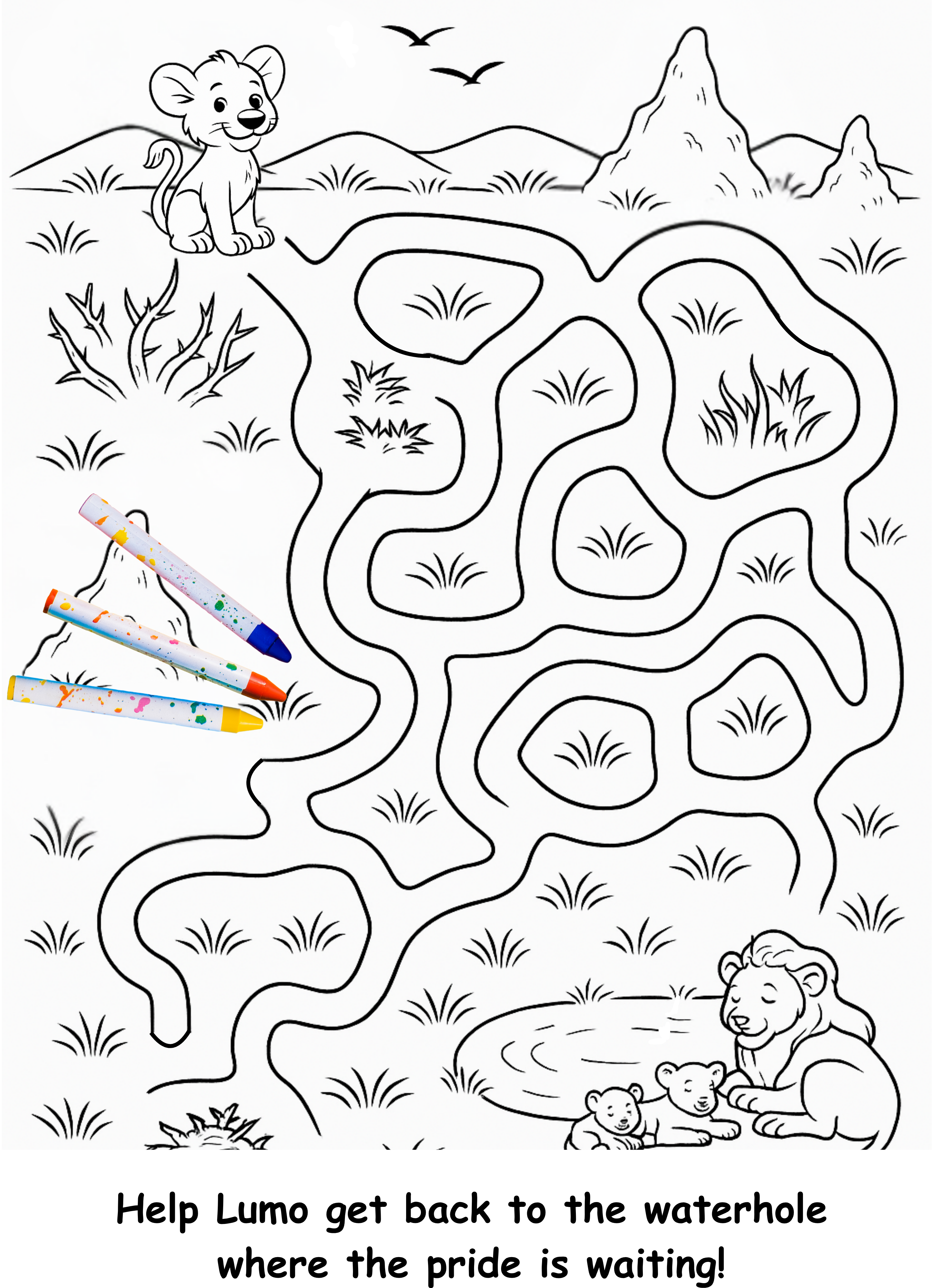 Luca and the Lion – Kids Coloring Story Book (Printable PDF)