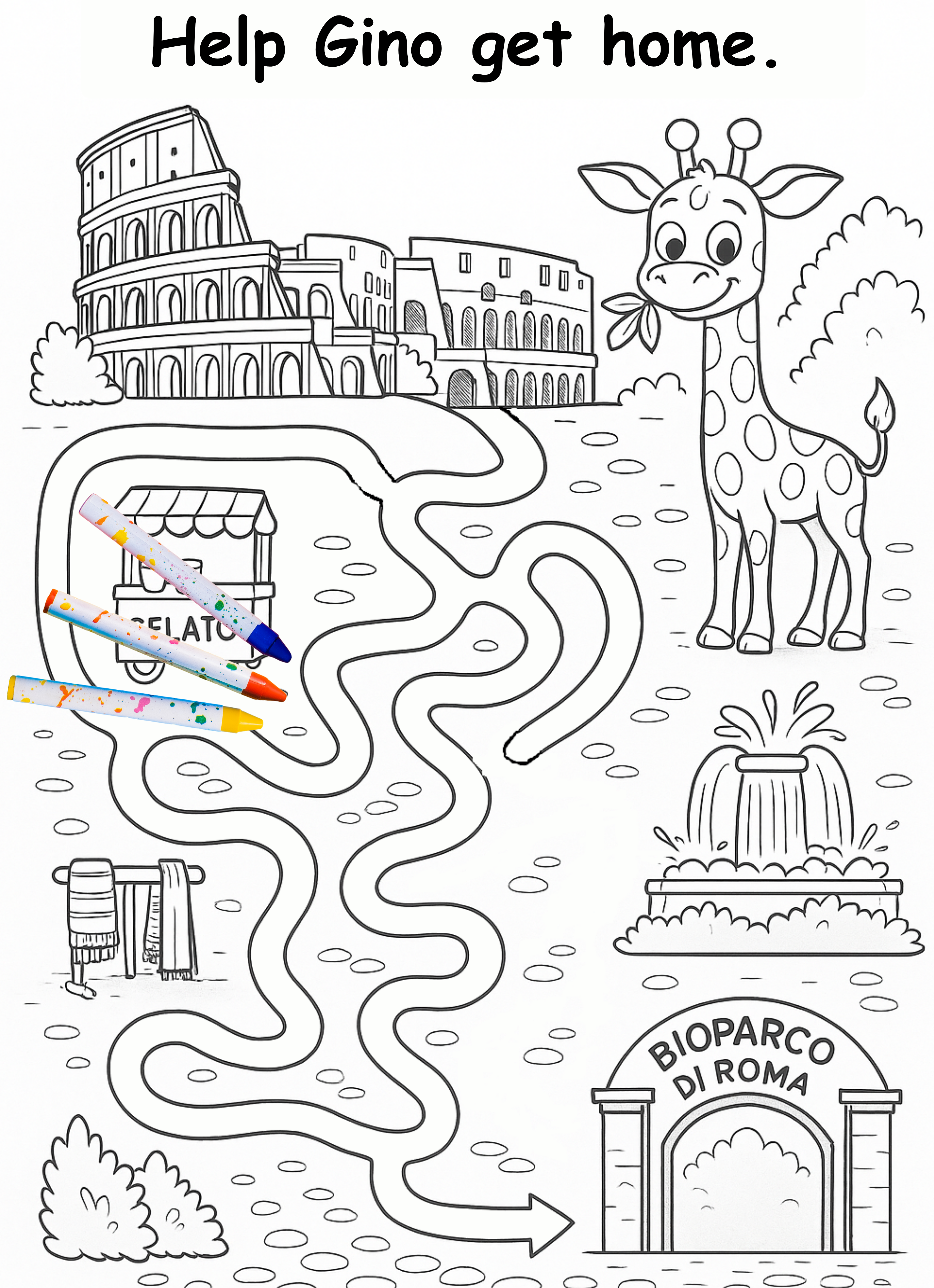 Giovanni and the Giraffe – Kids Coloring Story Book (Printable PDF)