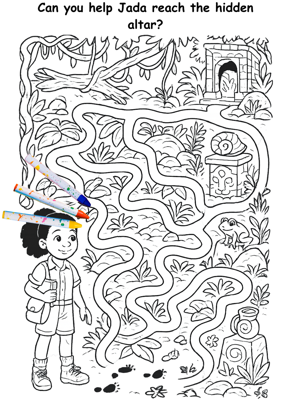 Jada and the Jaguar – Kids Coloring Story Book (Printable PDF)