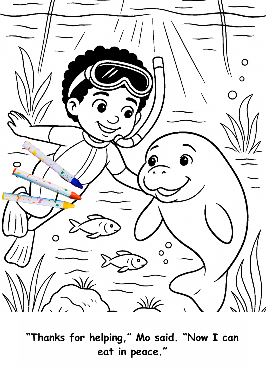 Malina and the Manatee – Kids Coloring Story Book (Printable PDF)
