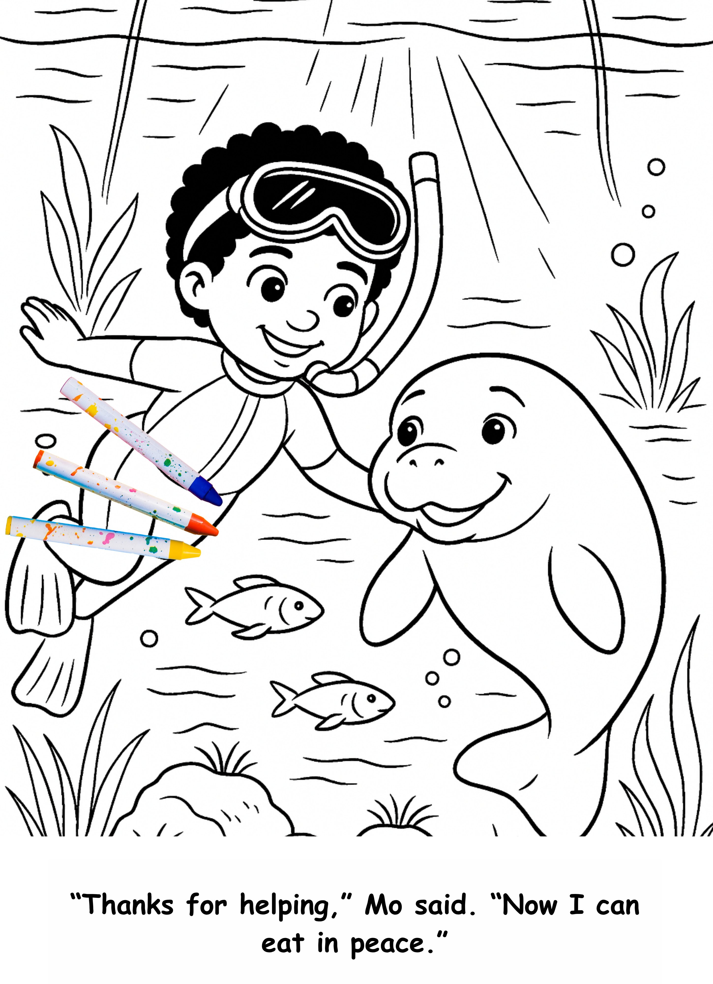 Malina and the Manatee – Kids Coloring Story Book (Printable PDF)