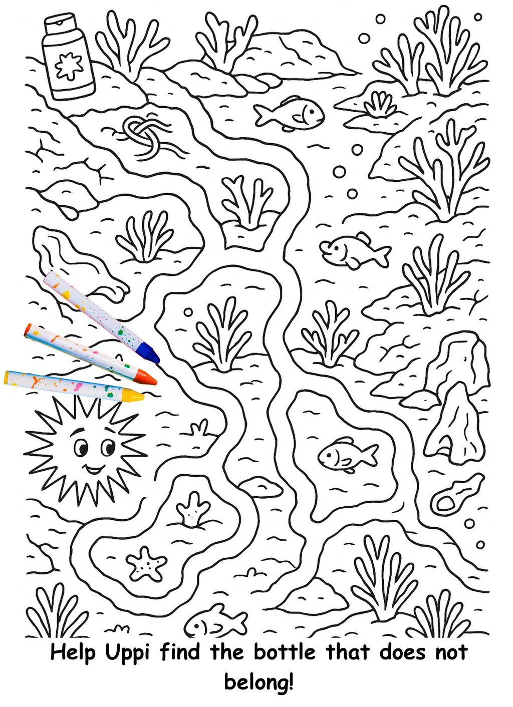 Uma and the Urchin – Kids Coloring Story Book (Printable PDF)
