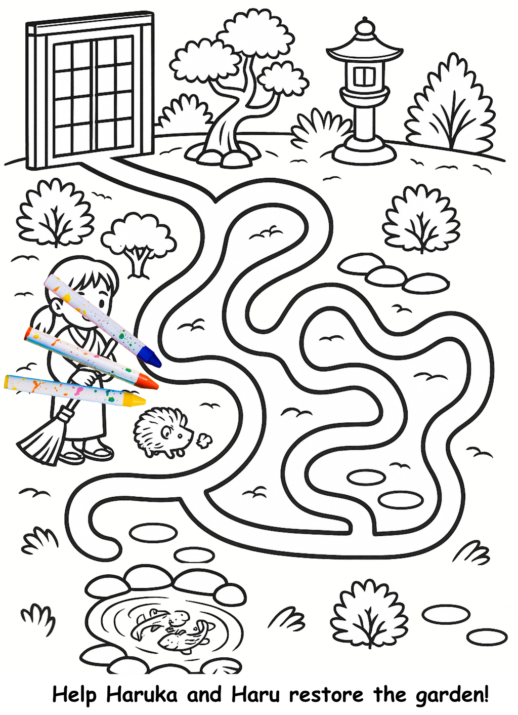 Haruka and the Hedgehog – Kids Coloring Story Book (Printable PDF)