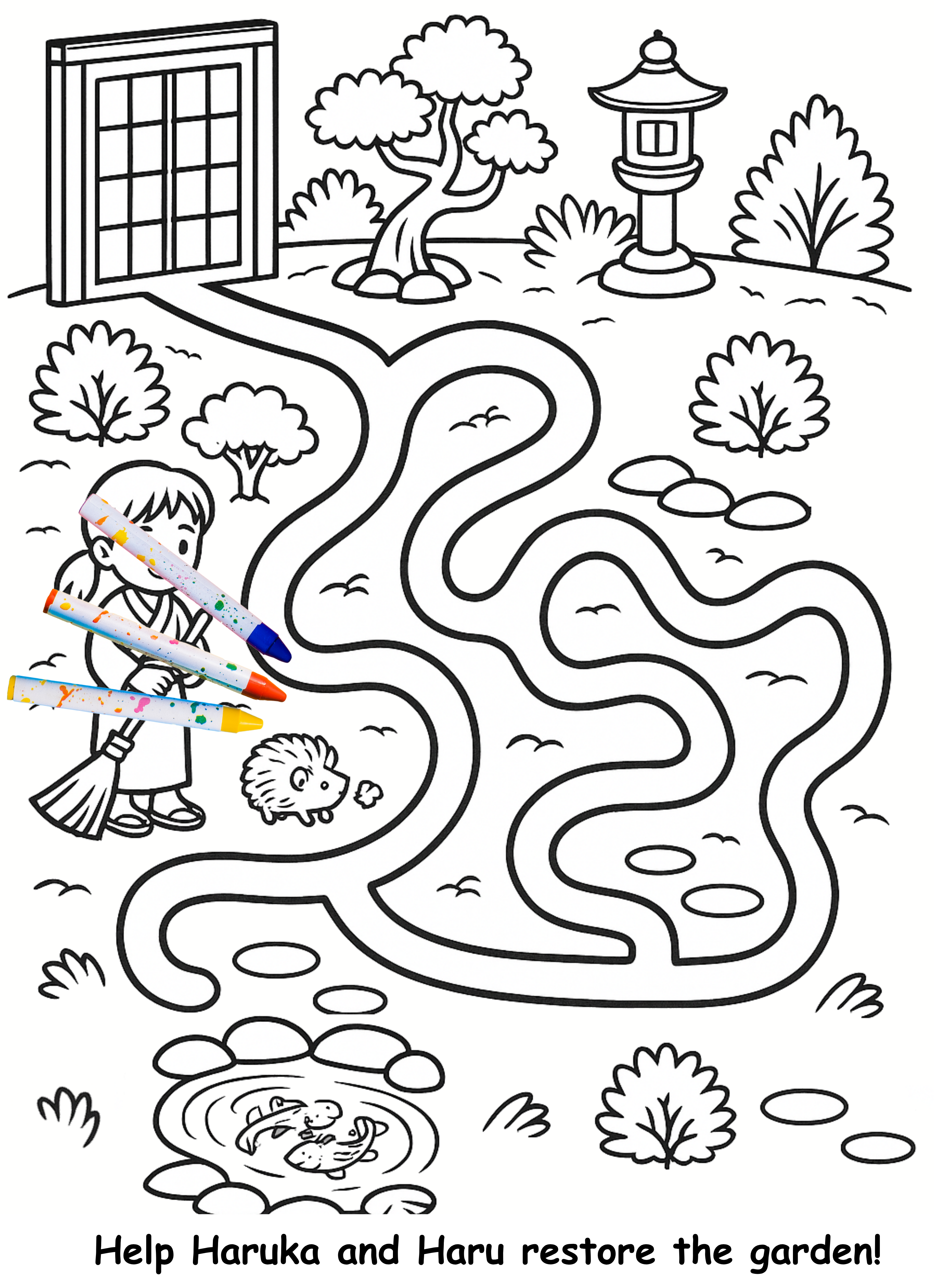 Haruka and the Hedgehog – Kids Coloring Story Book (Printable PDF)