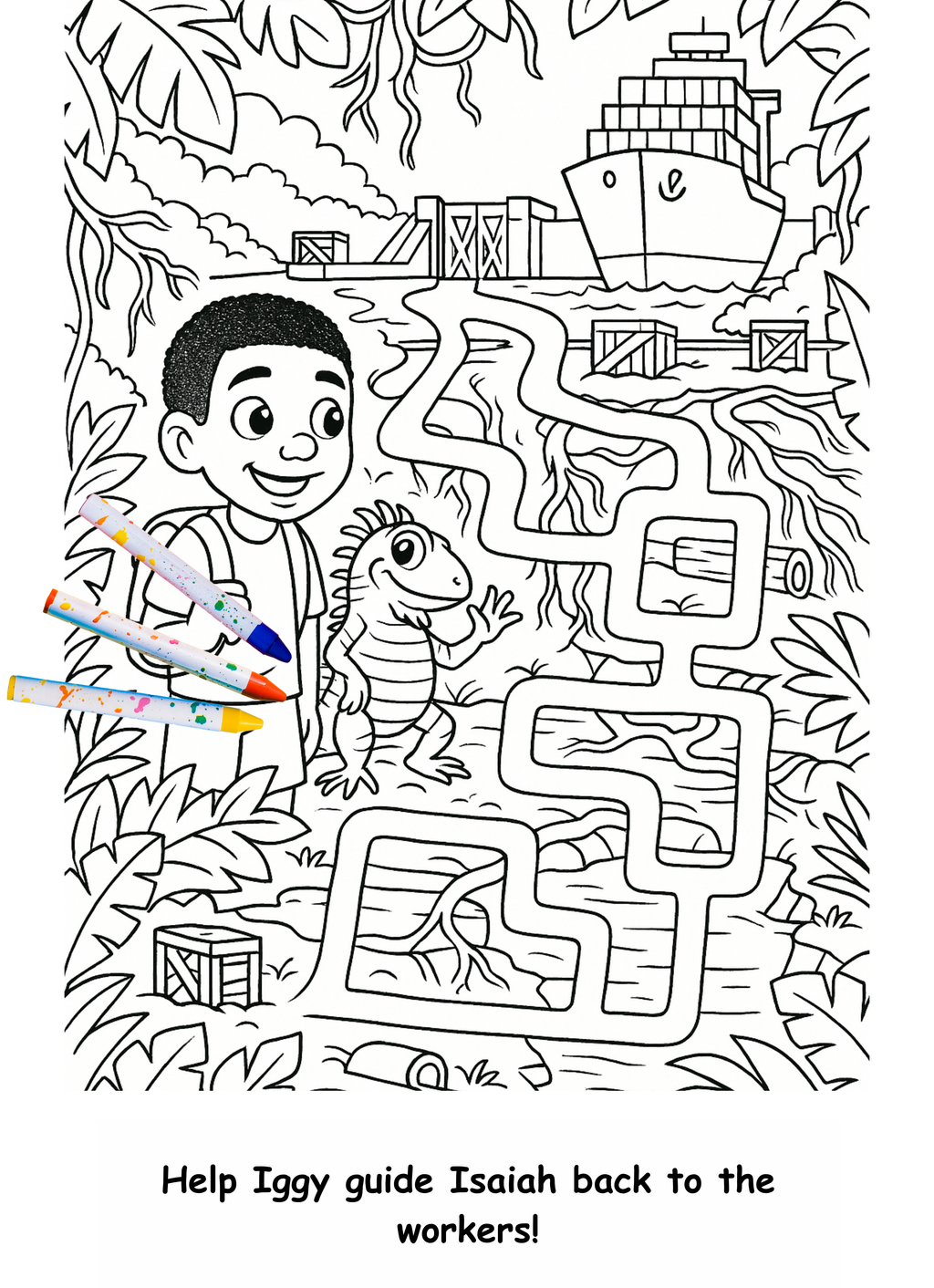 Isaiah and the Iguana – Kids Coloring Story Book (Printable PDF)