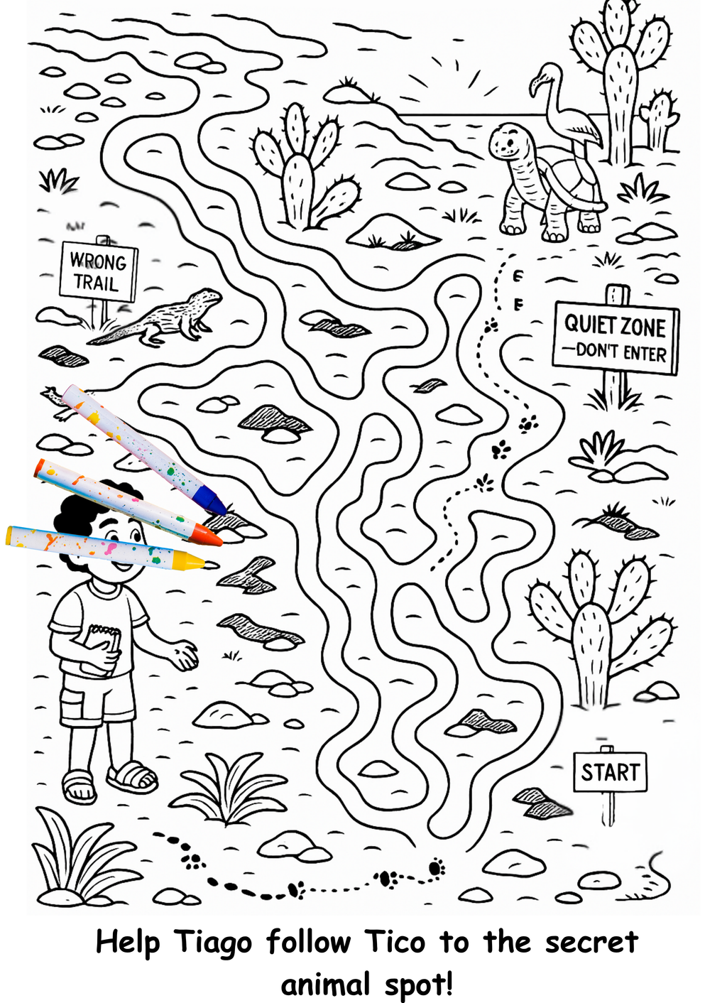 Tiago and the Tortoise – Kids Coloring Story Book (Printable PDF)