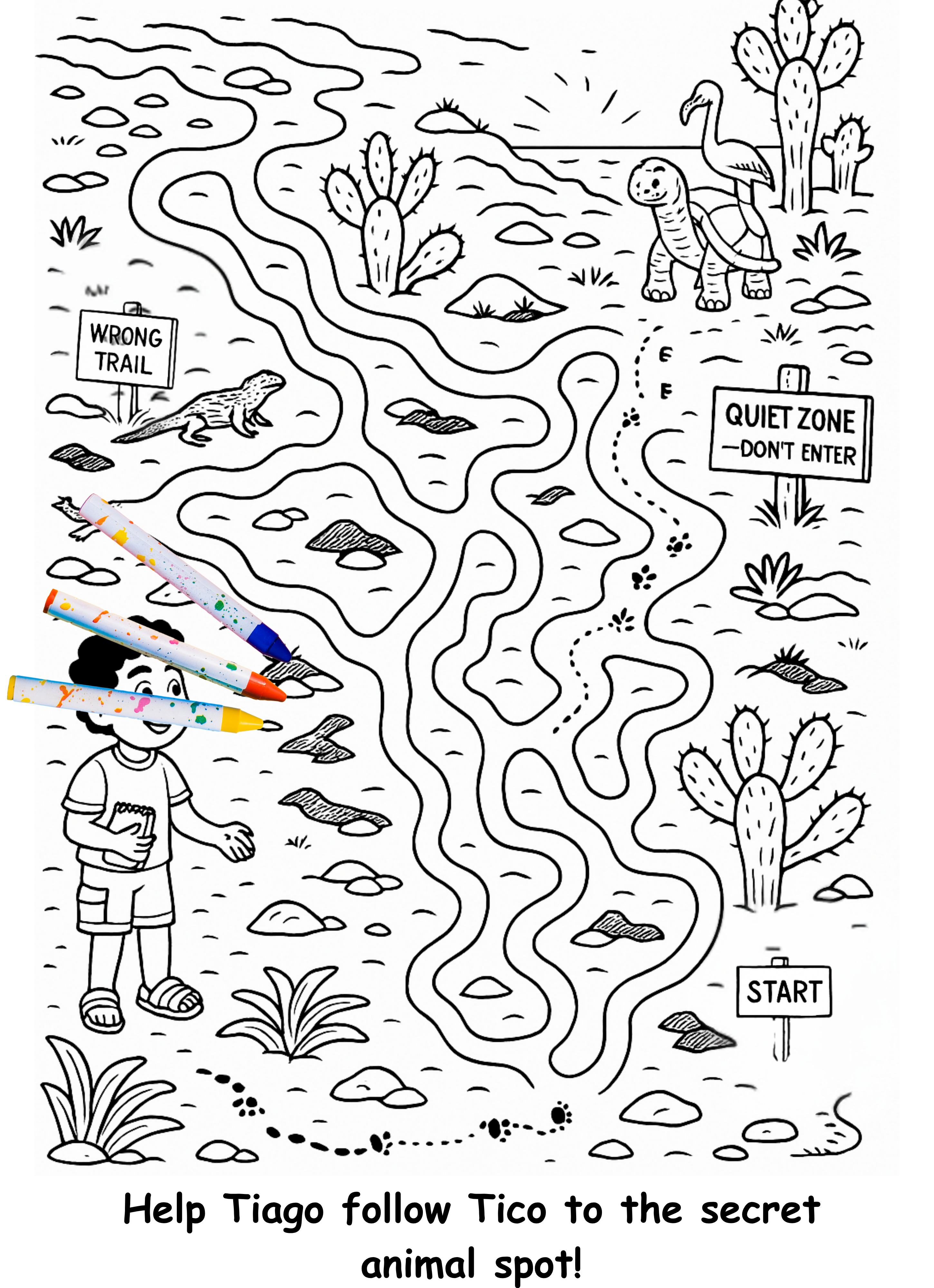 Tiago and the Tortoise – Kids Coloring Story Book (Printable PDF)