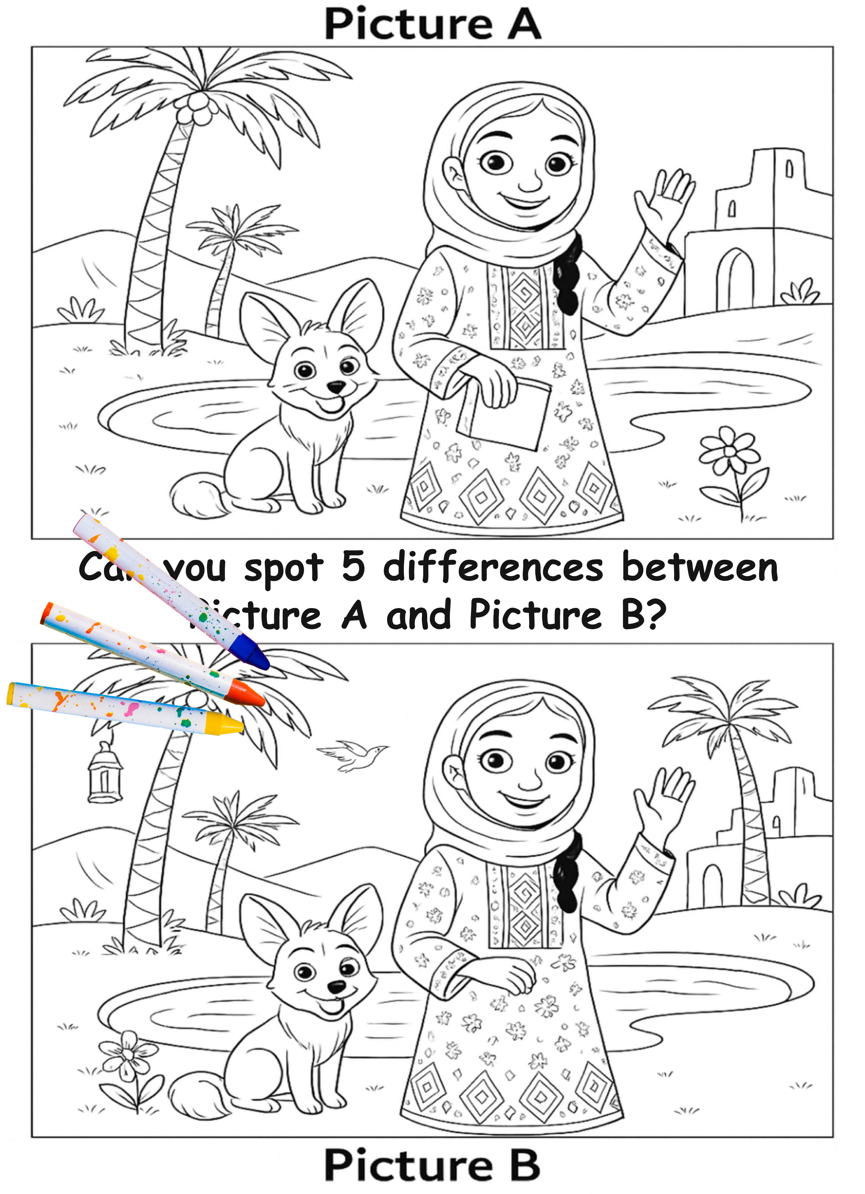Fatima and the Fox – Kids Coloring Story Book (Printable PDF)