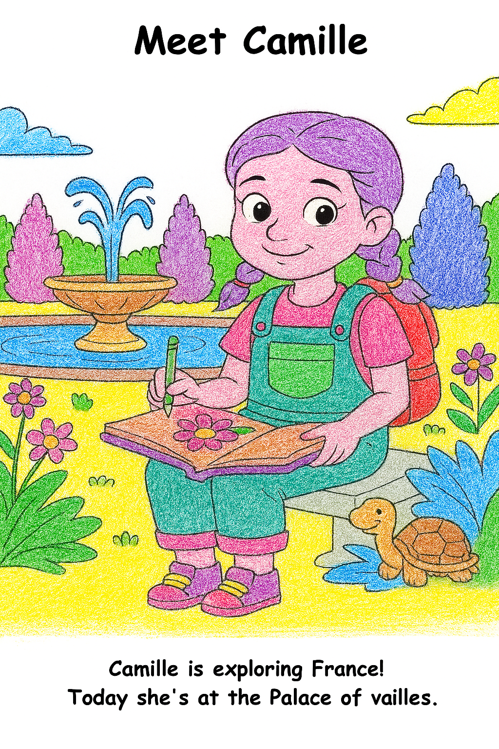 Camille and the Cat  – Kids Coloring Story Book (Printable PDF)