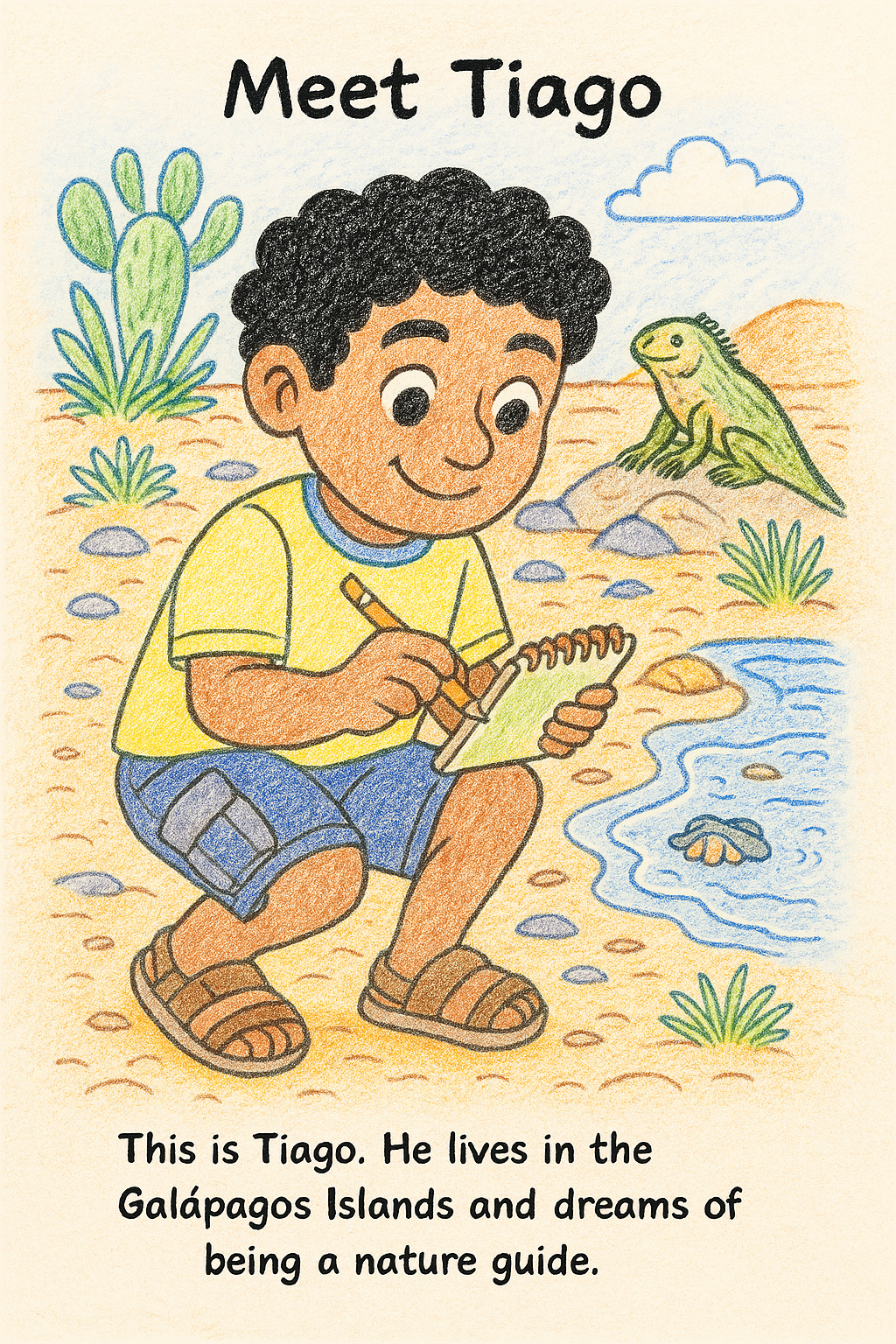 Tiago and the Tortoise – Kids Coloring Story Book (Printable PDF)